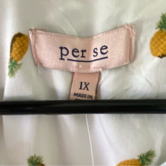 NWT Per Se Women's Pineapple Print‎ Button-Down Top/Blouse Size 1X - Picture 8 of 9